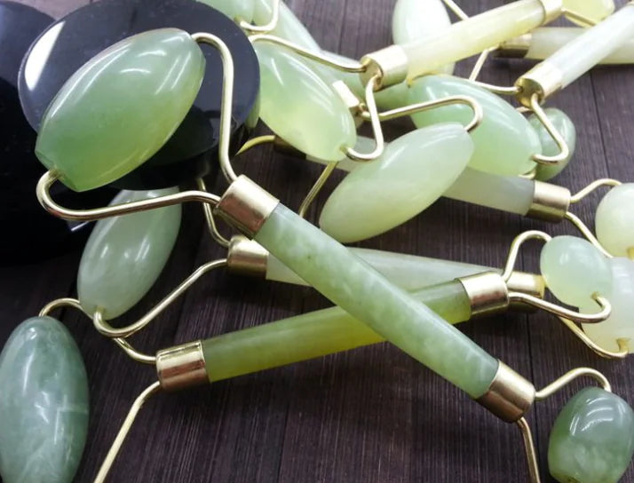 Jade Facial Roller & Gua Sha Set - Natural Stone Beauty Massager