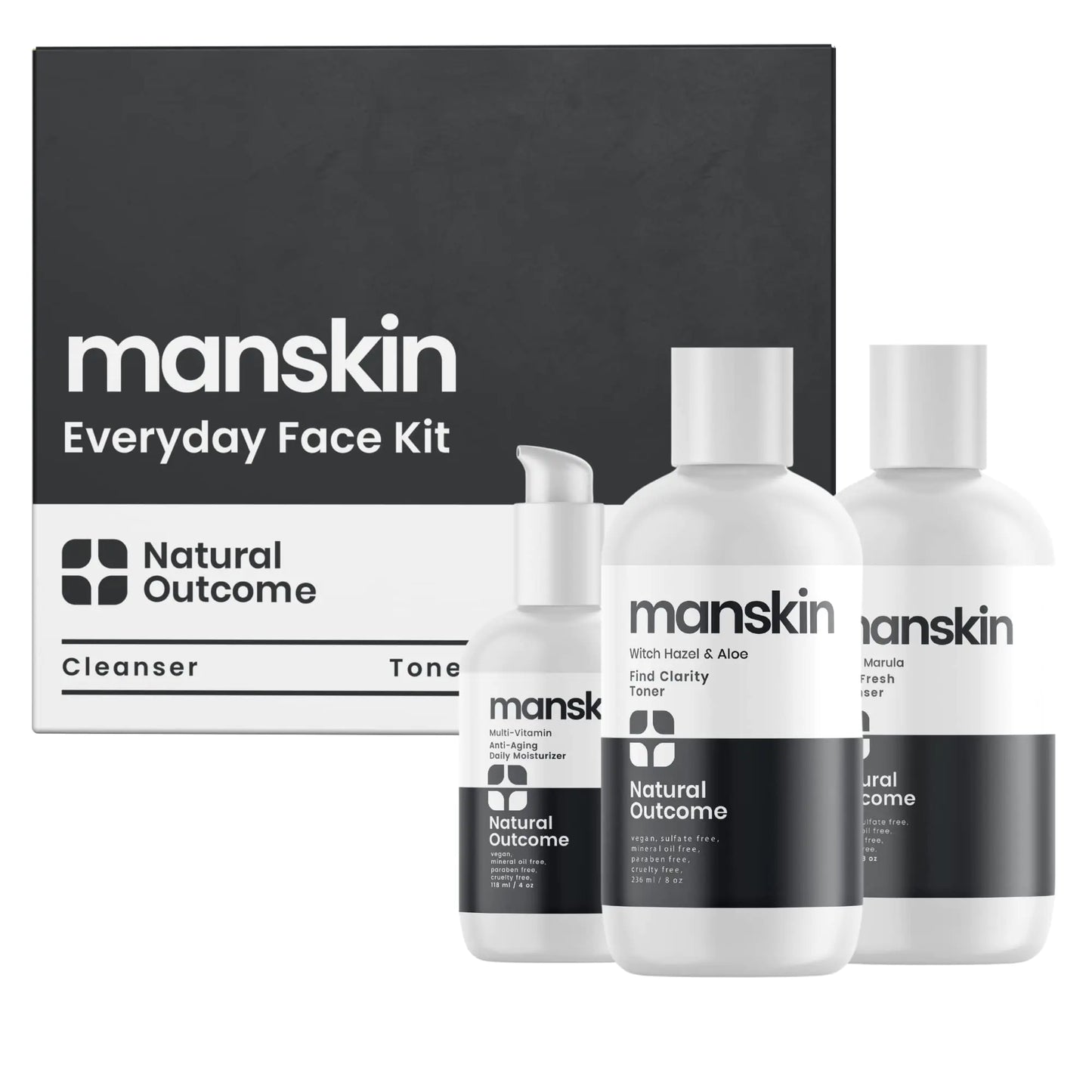 Natural Outcome Men's Skincare Kit - 3-Step Anti-Aging Face Care Set