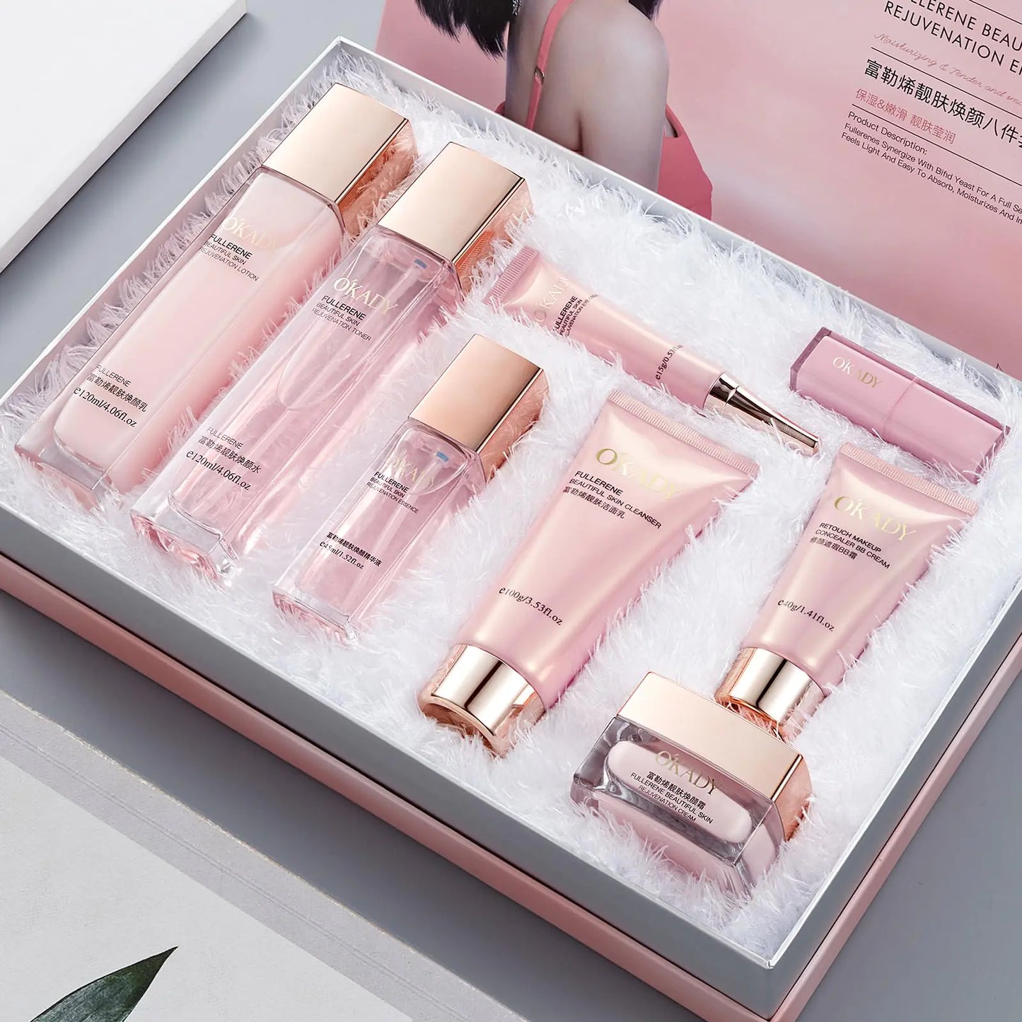 8-Piece Anti-Aging Skincare Set - Complete Daily Care Routine with Vitamin C & Peptides