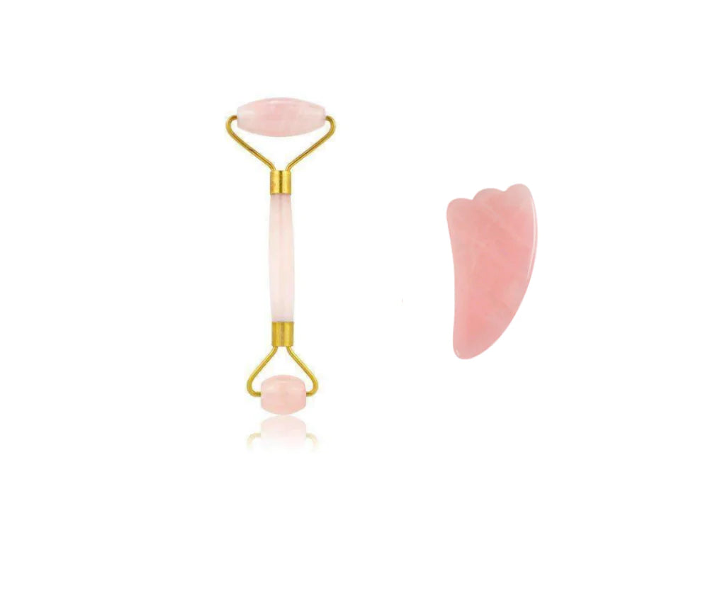 Jade Facial Roller & Gua Sha Set - Natural Stone Beauty Massager