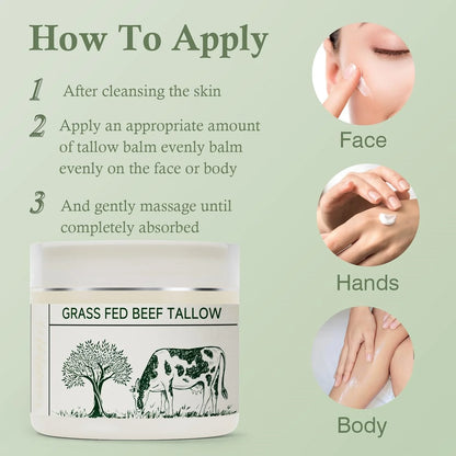 Grass-Fed Tallow Moisturizing Cream - Natural Skin Balm for Deep Hydration
