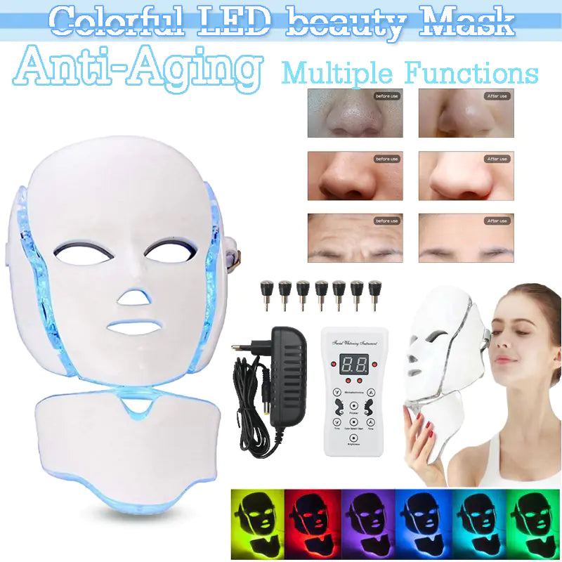 LED Light Therapy Face Mask - 7 Colour Photon Skin Rejuvenation Device