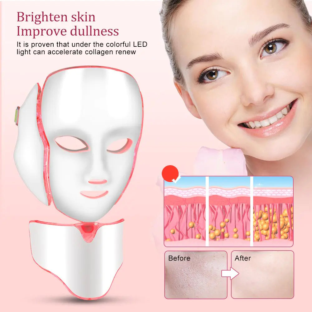 LED Light Therapy Face Mask - 7 Colour Photon Skin Rejuvenation Device
