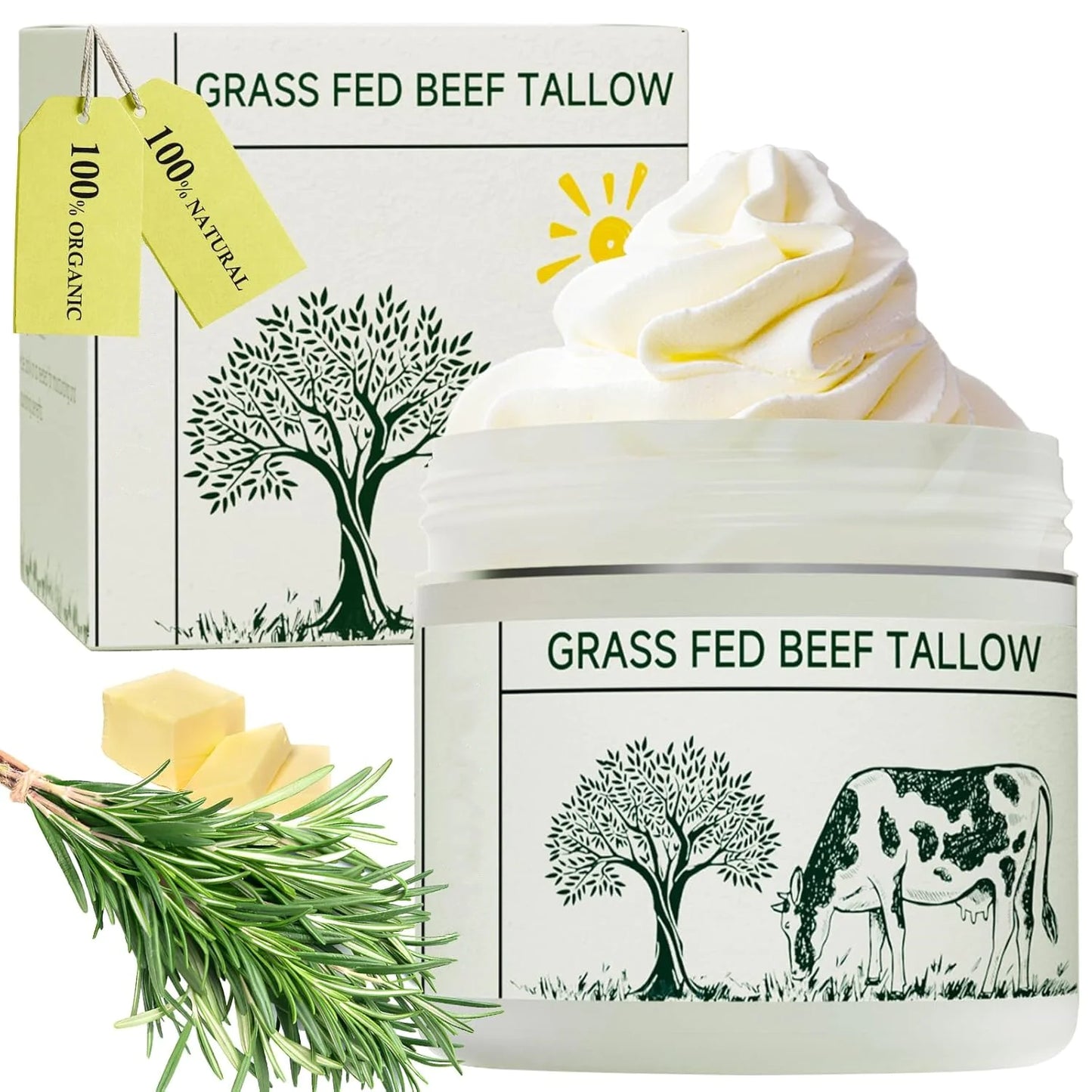 Grass-Fed Tallow Moisturizing Cream - Natural Skin Balm for Deep Hydration