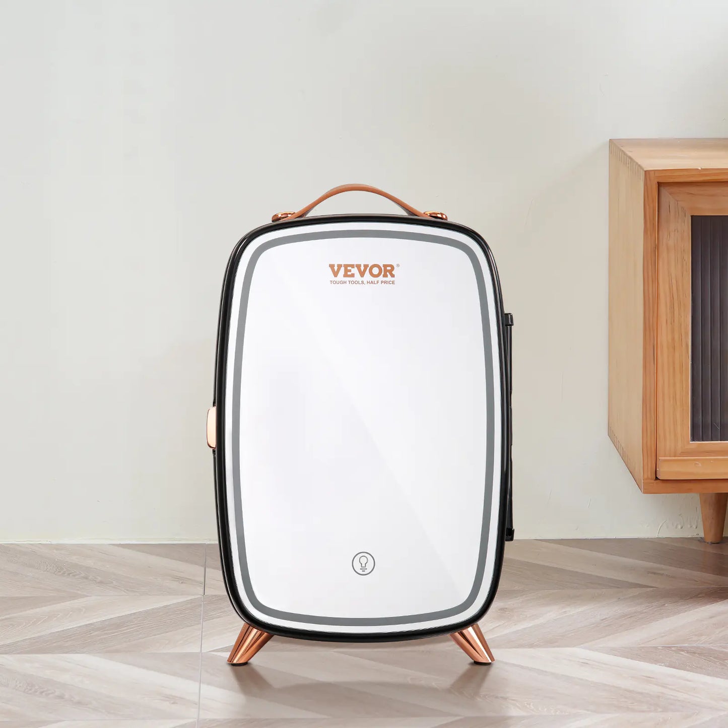 Mini Skincare Fridge with LED Mirror - 6L Beauty Refrigerator for Cosmetics