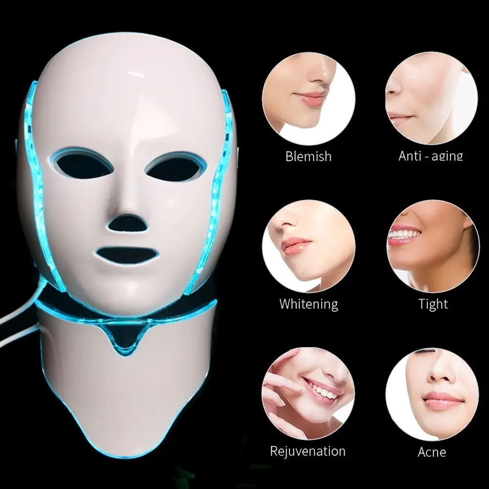 LED Light Therapy Face Mask - 7 Colour Photon Skin Rejuvenation Device
