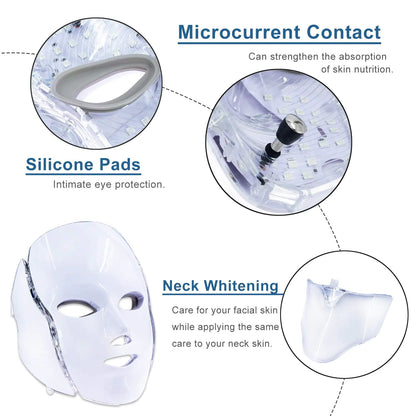 LED Light Therapy Face Mask - 7 Colour Photon Skin Rejuvenation Device