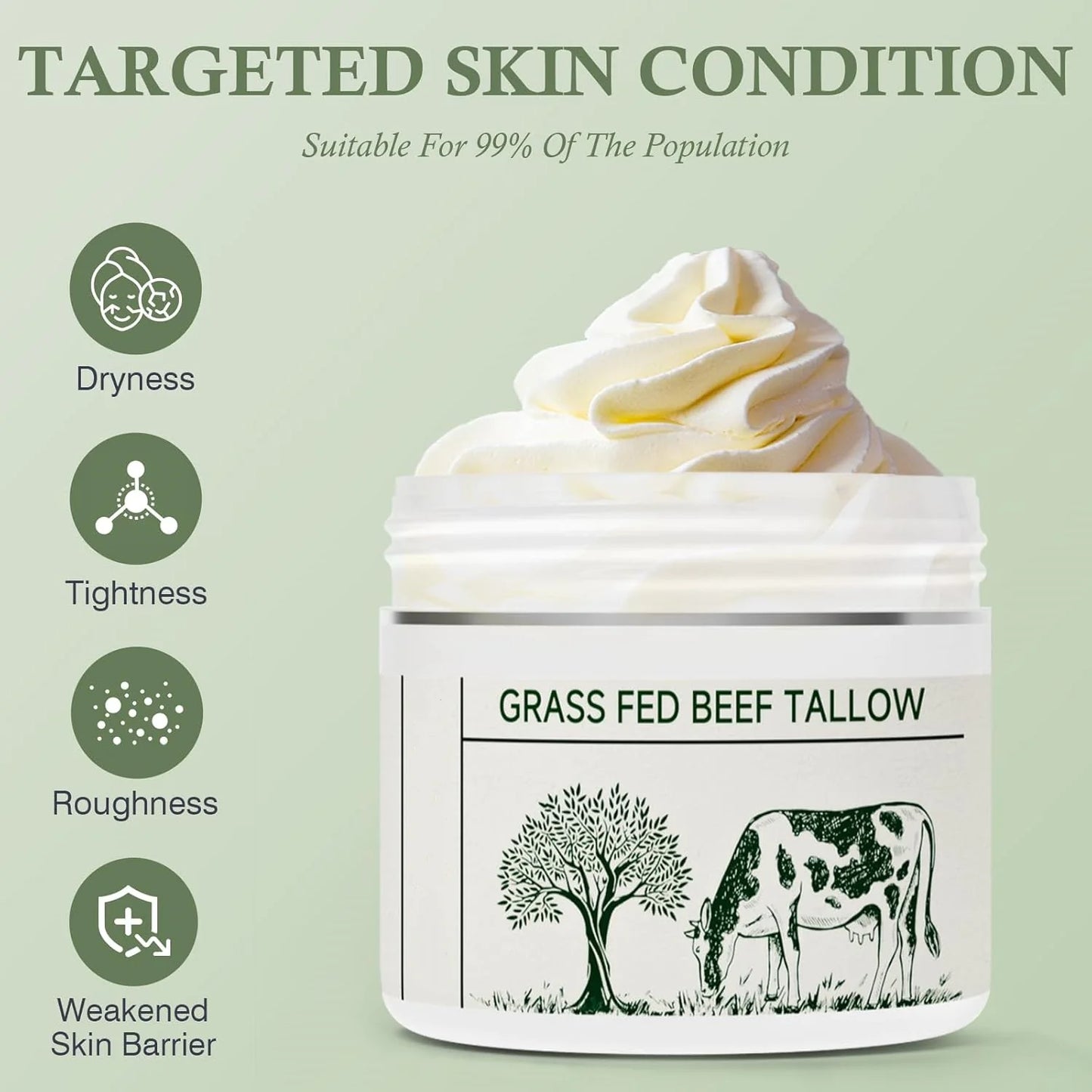Grass-Fed Tallow Moisturizing Cream - Natural Skin Balm for Deep Hydration