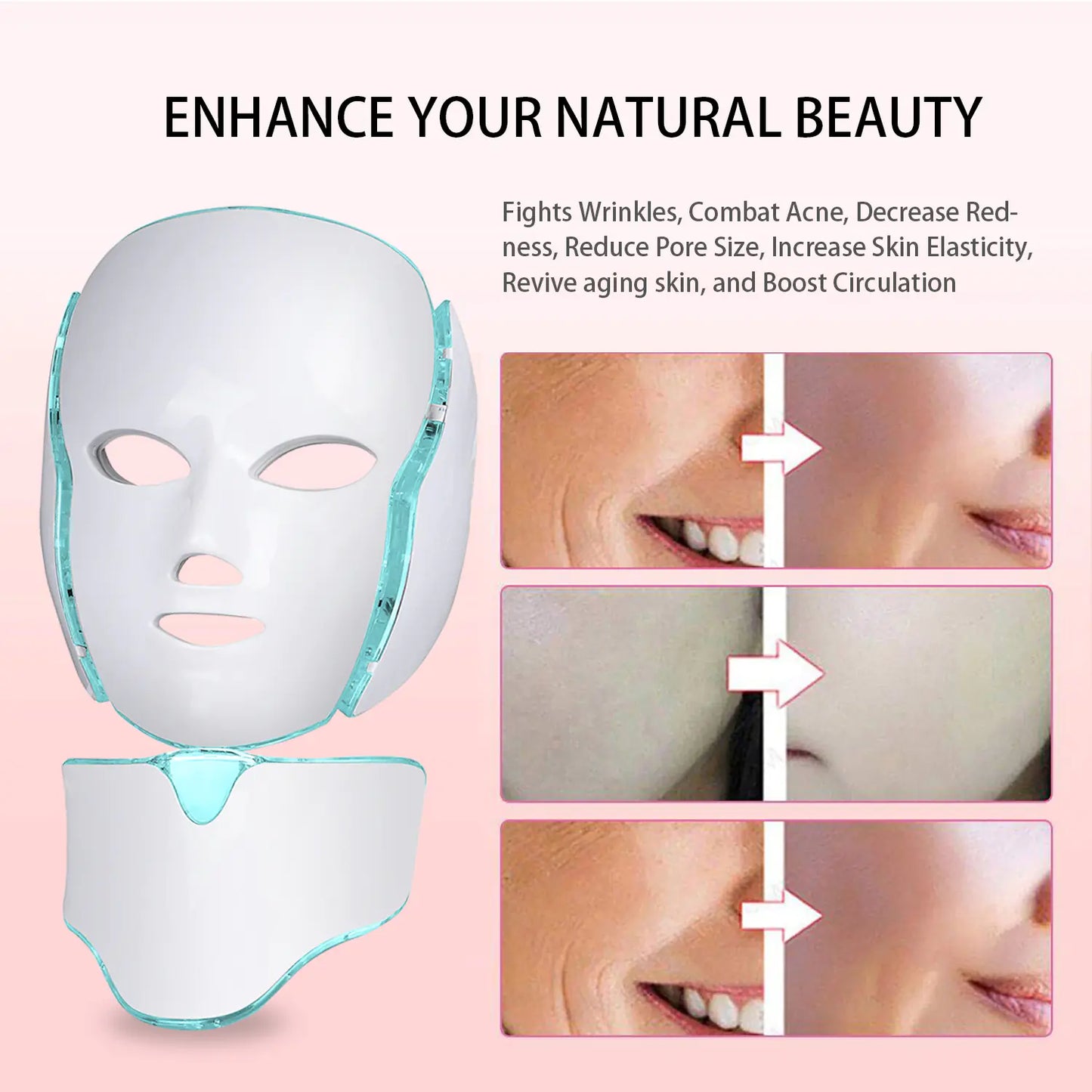 LED Light Therapy Face Mask - 7 Colour Photon Skin Rejuvenation Device