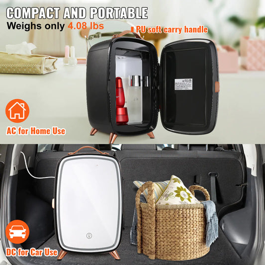 Mini Skincare Fridge with LED Mirror